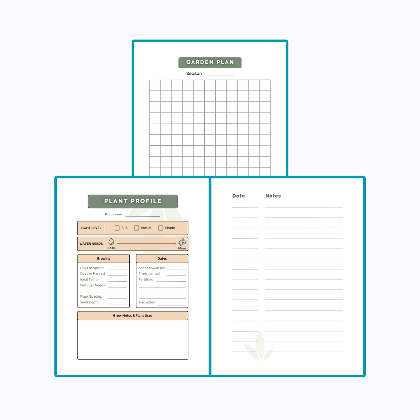 Gardener's Journal: Planner & Care Sheets